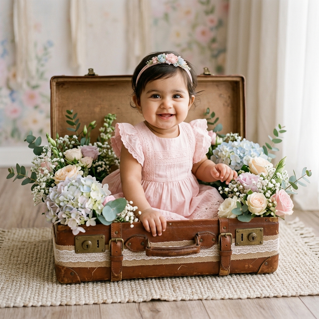 Baby in suitcase